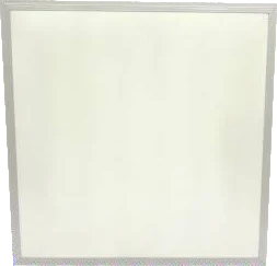 A square recessed LED panel with a slim white frame around an evenly lit opal face